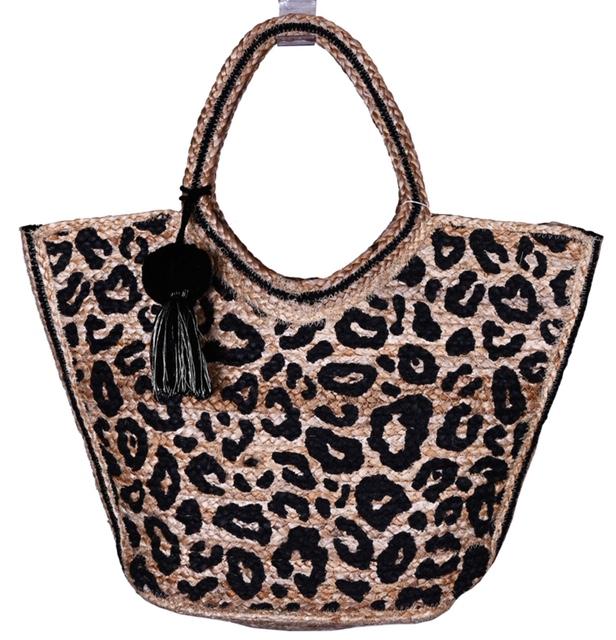 Jute Bag | Animal Print with Bag Charm