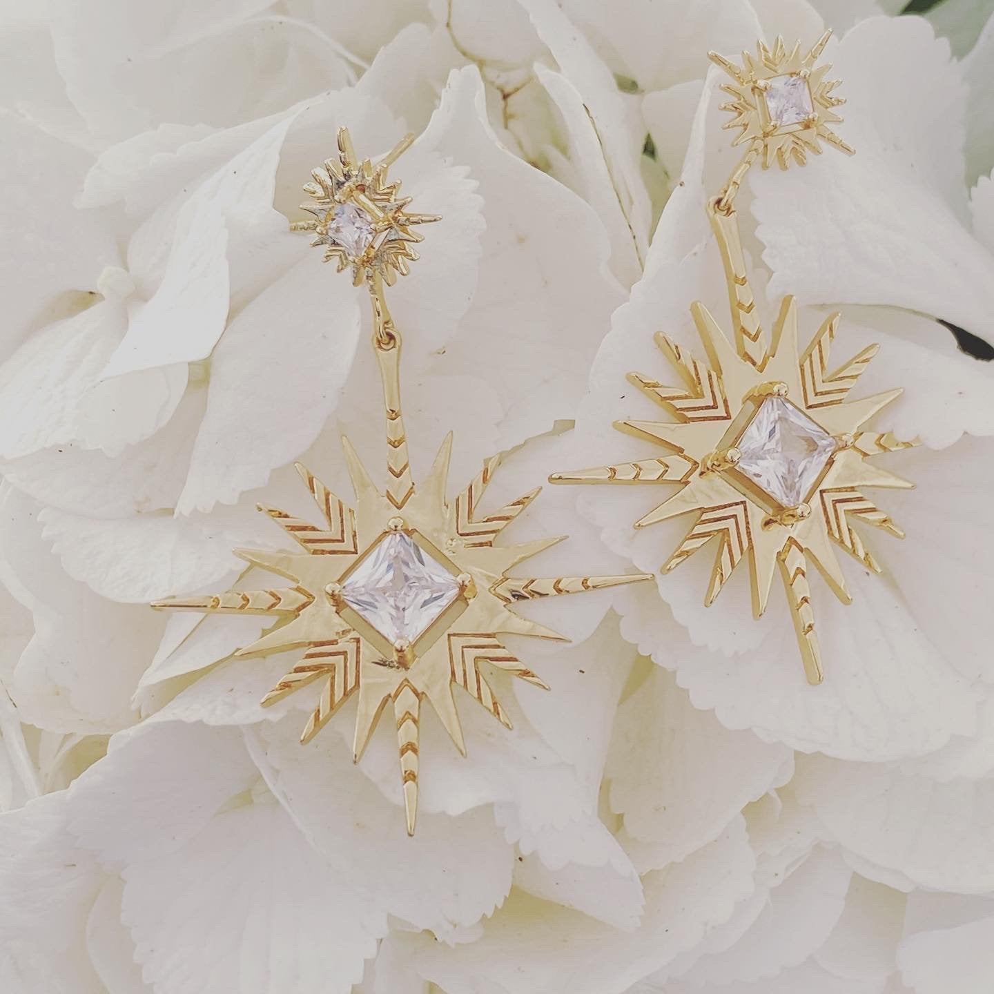A Dusting of Jewels - Solar Earrings | Gold