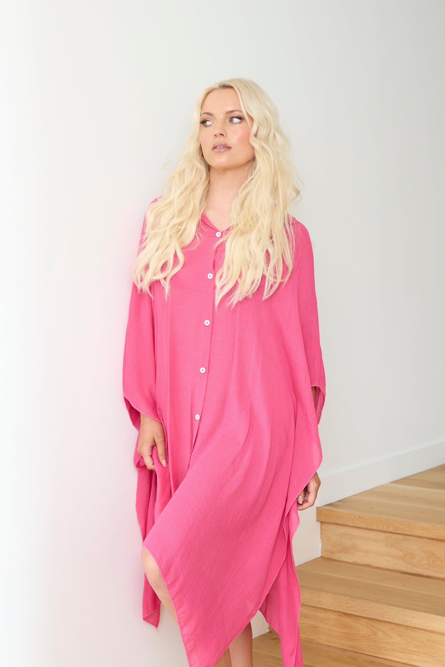 Button Up Cover Up PINK