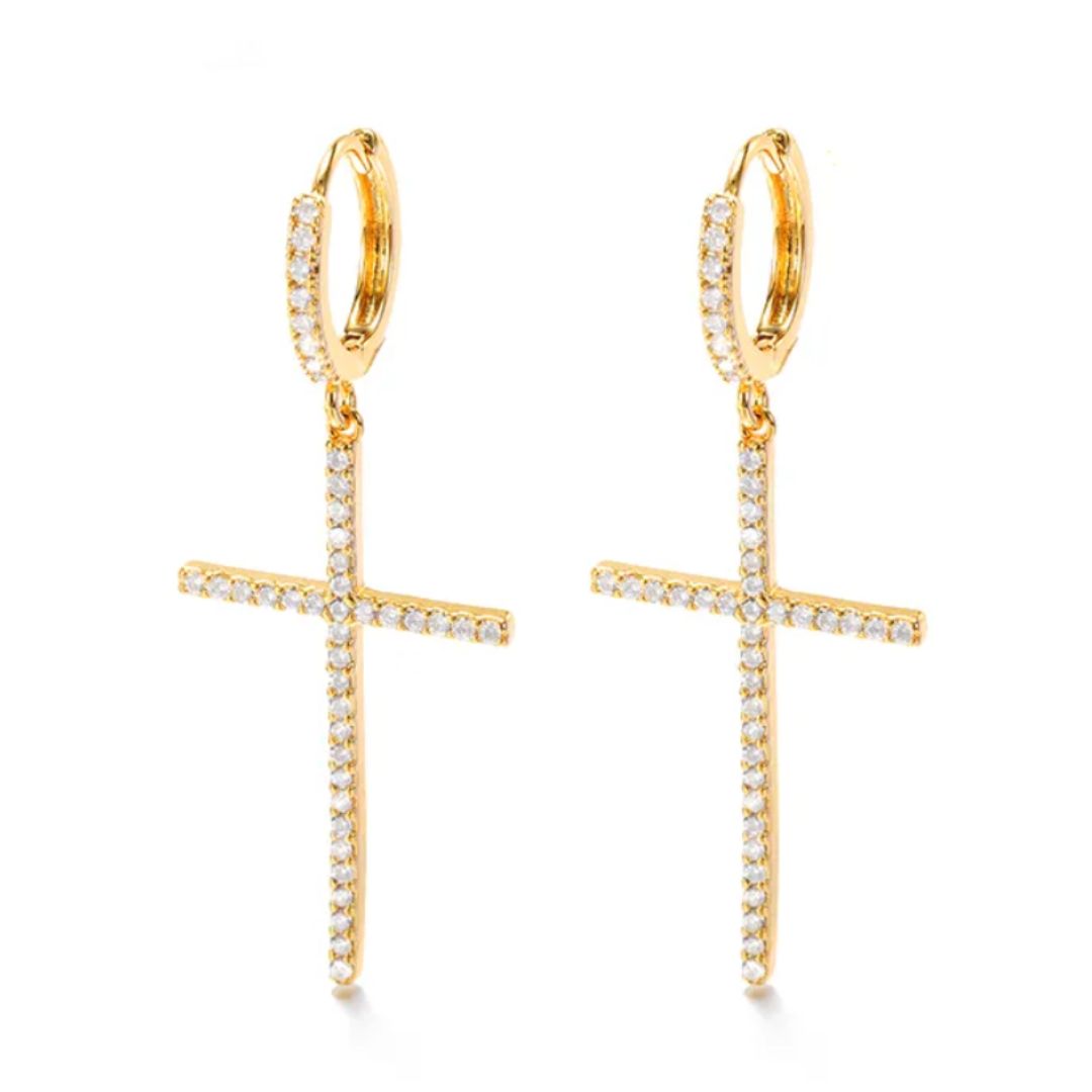 Madonna Cross Earrings | Silver